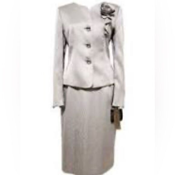 KASPER suit jacket and skirt beige brocade new with‎ tags, size 10 - Picture 1 of 16